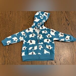 Carter's Hoodie Baby Size 6 Months Blue Elephants Zip Up Hoodie, 100% Polyester